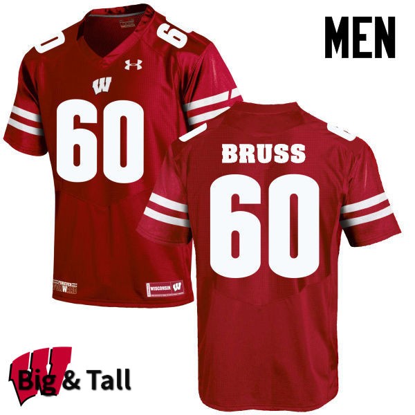 Wisconsin Badgers Men's #60 Logan Bruss NCAA Under Armour Authentic Red Big & Tall College Stitched Football Jersey FV40U85BR